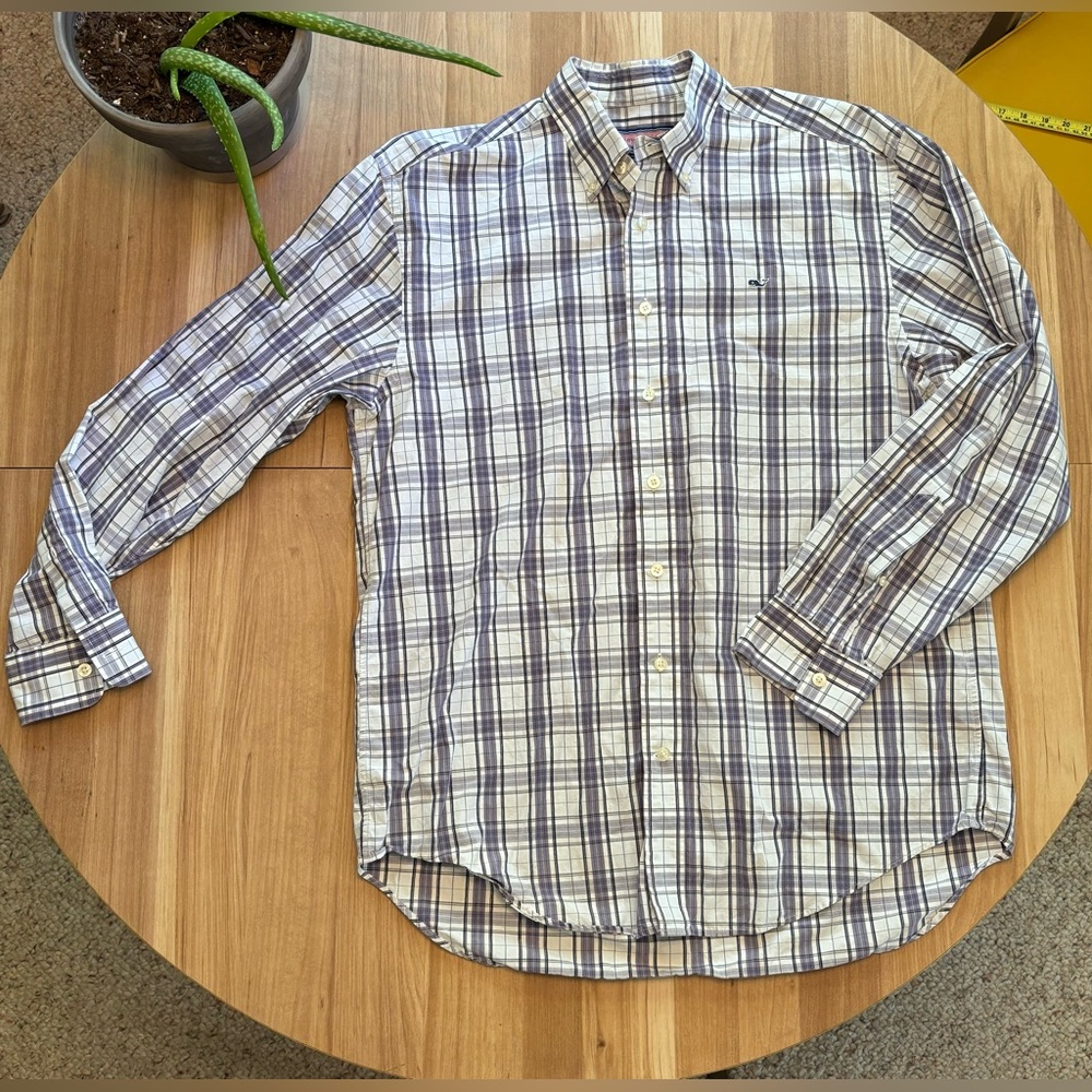 Vineyard Vines Purple Plaid Button Down “Whale Shirt”